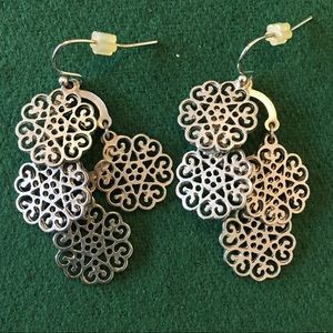 Lucky Brand silver filigree dangle earrings
